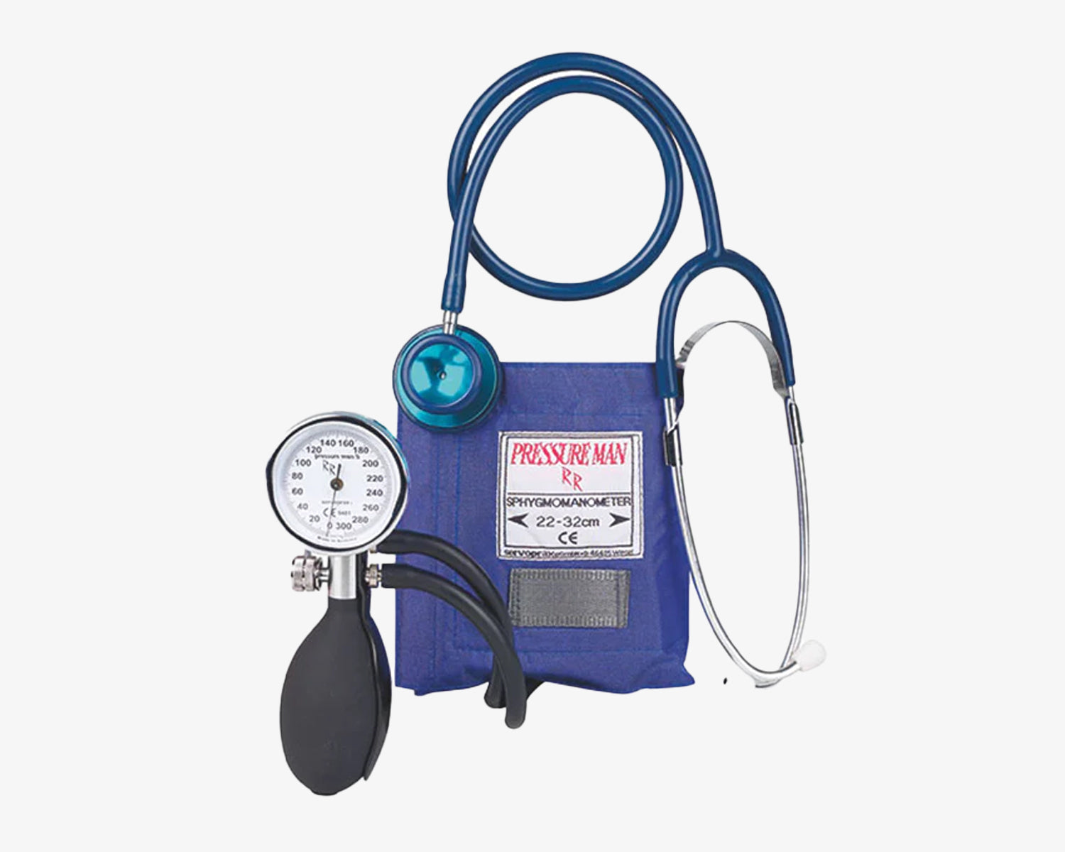 Set: Blutdruckmessgerät Pressure Man II Chromeline und Stethoskop